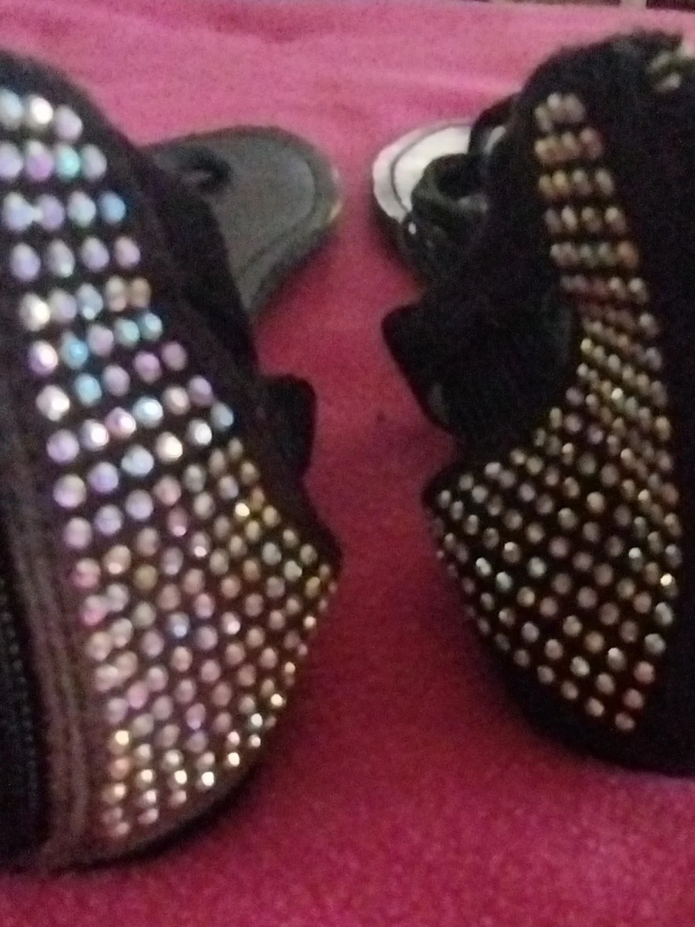 Black Rhinestone T-Strap Women’s Sandals